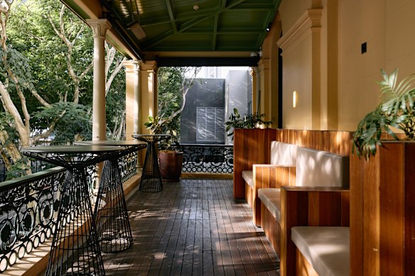 The new private dining area includes a lounge and access to the balcony overlooking Edward Street.