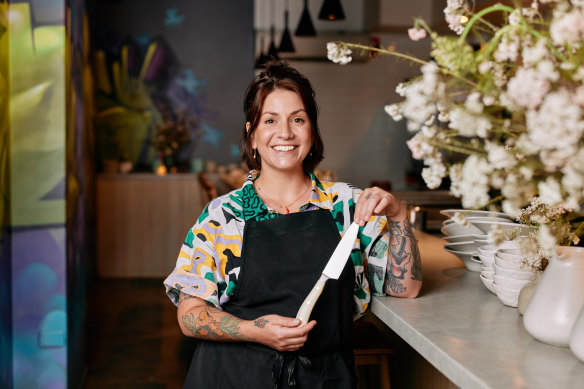 Sarah Baldwin with her 16-centimetre Wüsthof Classic Ikon Crème cook’s knife.