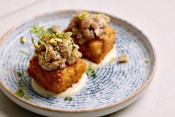 Truffle and mushroom arancini with pecorino.