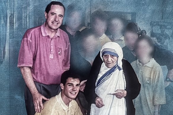 Rohan Burdett (middle) pictured with Robert Callen and Mother Teresa in India.