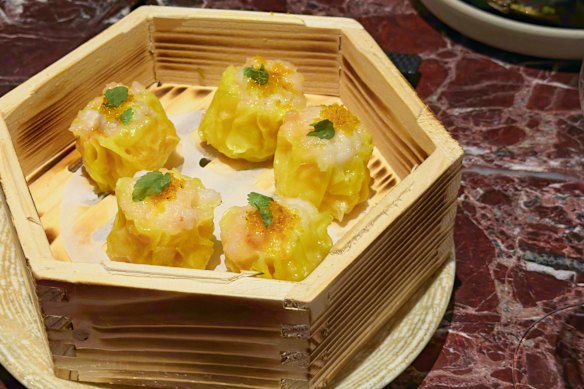 Moreton Bay bug siu mai with smoked bottarga,