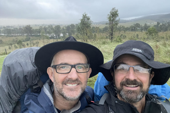 Simon Cleary with his brother Ian, a former National Parks guide, on the Upper Brisbane River, in May 2022.