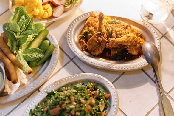 Fried Quail with Levantine chilli oil, carob molasses, verjus and za’atar.