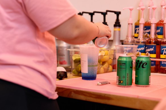 Holthe describes dirty soda as a soda base spiked with syrups and cream, with fresh fruit and puree sometimes added to elevate it further. 