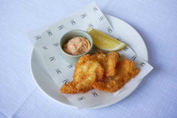 Neil Perry’s Spencer Gulf king prawn cutlets with fermented chilli mayonnaise at Next Door.