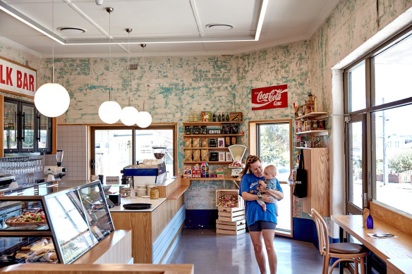 The cafe is a blend of vintage milk bar touches and contemporary design.