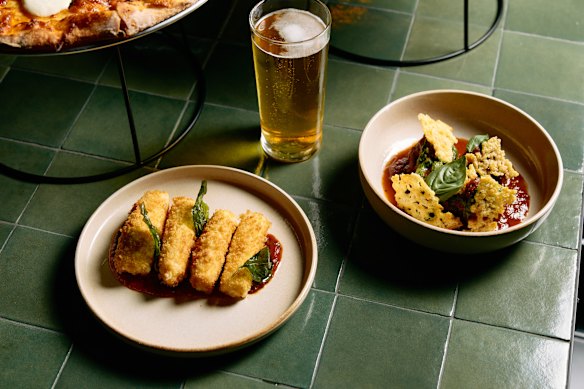 Donnie’s also has a menu of small plates that includes smoked mozzarella sticks and pork and beef meatballs with sugo, parmesan and arugula pesto.