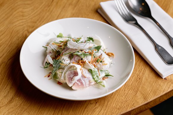 Boetz’s poached tuna salad with freshly shaved coconut.