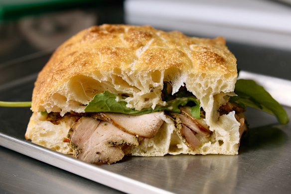 The porchetta focaccia at Corbetta’s Kitchen in Morningside
