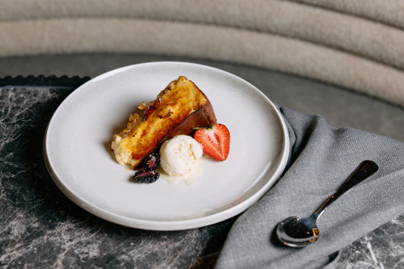 The restaurant’s signature woodfired cheesecake.