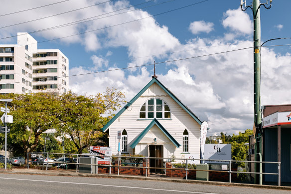 The 1888-built church was originally located on Grey Street in South Brisbane.