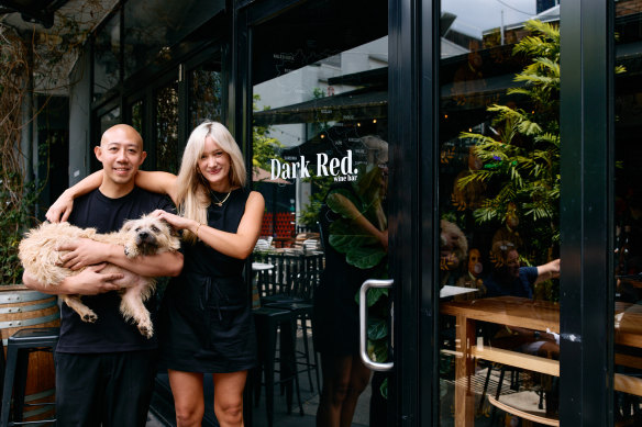 Ellery Low and Hannah Wagner outside Dark Red in Bakery Lane.