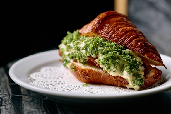 Coral trout croissant slider with a sauce gribiche.