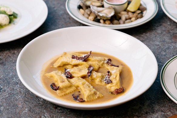 It’s evolution not revolution on the menu, with new dishes including slow-roasted spiced duck caramelle with figs and pecorino.