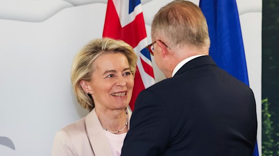 Anthony Albanese and Ursula von der Leyen in June.