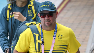 Australian swimming coach Michael Palfrey at training on Thursday in Paris.