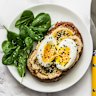 Eggs and hummus on toast make an easy-to-prepare, high-protein, meal.