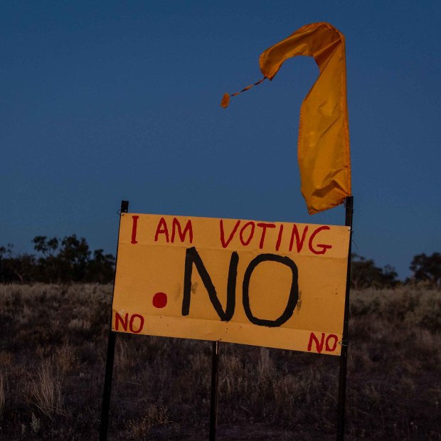 A sign outside Wilcannia, a town synonymous with Aboriginal disadvantage.