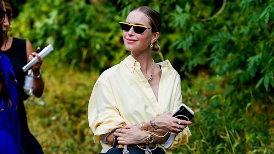 Danish fashion influencer Pernille Teisbaek wearing thongs during Copenhagen fashion week last year. 