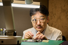 Watchmaker Ikukiyo Komatsu at the About Time Watch Fair on Friday.