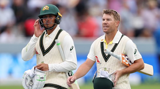 Openers Usman Khawaja and David Warner.