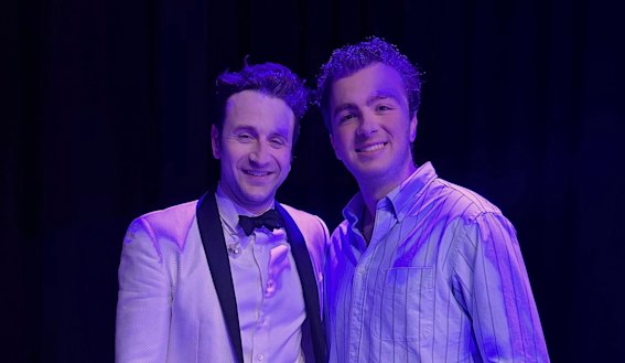 Backstage selfie after the concert: Sterling Nasa (right) with Justin Hurwitz.