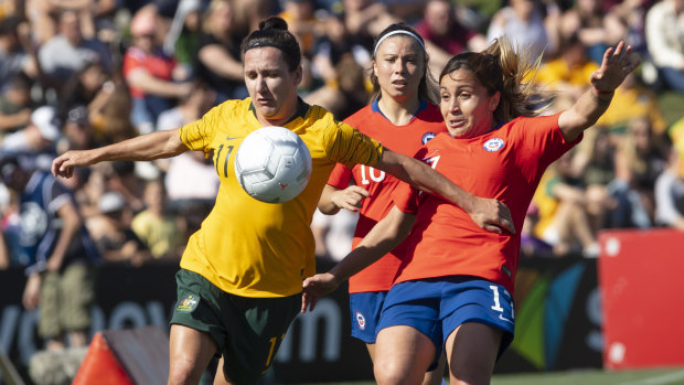 Toast of the town: The Matildas underlined their popularity by attracting huge crowds – in Penrith and Newcastle – to the recent series against Chile.
