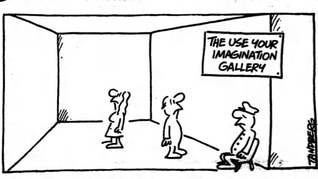"The use your imagination gallery", cartoon published in The Age on December 3, 1986.