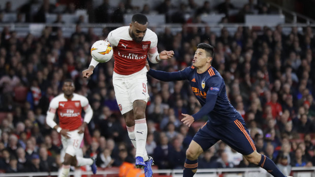 Arsenal's Alexandre Lacazette during the Europa League semi-final this year. 