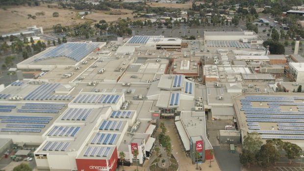 Solar panels line the roof of Vicinity's Elizabeth City Centre mall in South Australia.