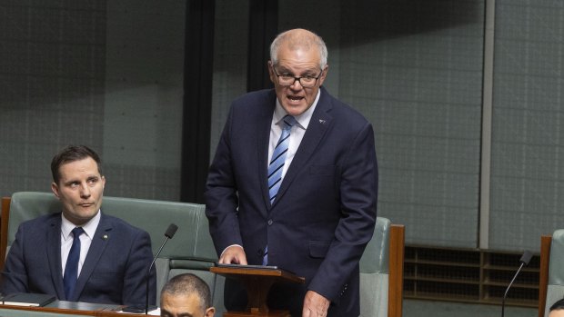 Former prime minister Scott Morrison speaks on the censure motion in the House of Representatives.