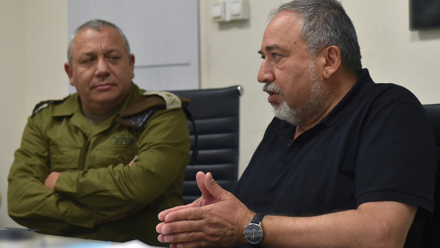 Israel's defence minister, Avigdor Lieberman, talking to army chief Lieutenant General Gadi Eizenkot at an Israeli military base in the West Bank last year.
