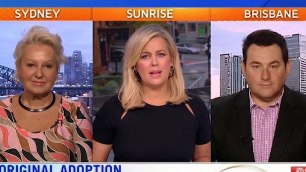 Sunrise host Samantha Armytage (centre) and Prue MacSween are facing a lawsuit over a segment on Indigenous adoption.
