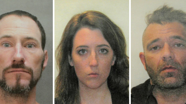 Johnny Bobbit, left, with Katelyn McClure and Mark D'Amico. The trio face charges for their involvement in a fraudulent 'feel-good' campaign.