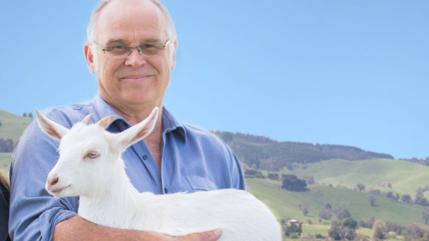 John Gommans with one of his 7000 goats. 