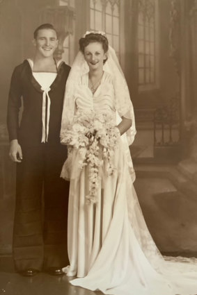 Ray Leonard with bride Beryl on their wedding day.