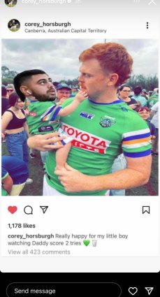 The doctored photo of Royce Hunt posted on Instagram by Corey Horsburgh.