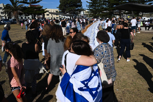 A special Shabbat dinner on Bondi Beach on Friday, with a table set with 200 empty plates to signify the number of hostages kidnapped by Hamas and taken into the Gaza Strip.