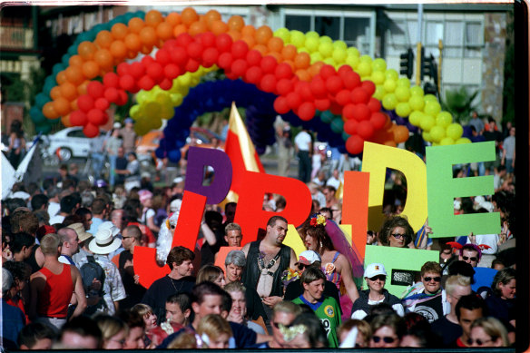 A gay pride march in St Kilda.