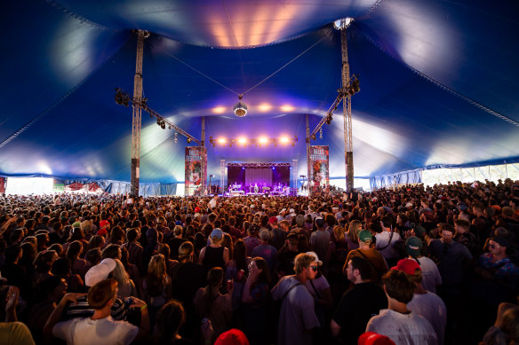 Thousands of people watched John Farnham perform on the main stage at the Falls Festival in Lorne on Saturday night. 