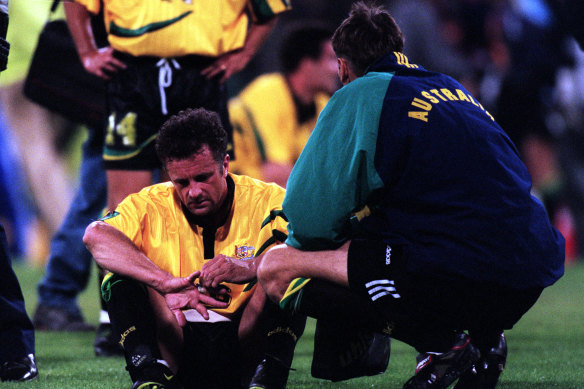 Graham Arnold after the Socceroos’ 1997 loss to Iran.