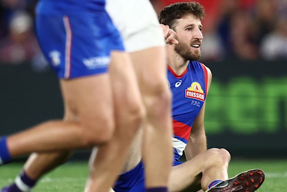 Taking a few hits: Western Bulldogs champion Marcus Bontempelli.