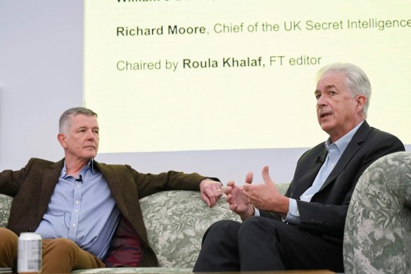 MI6 chief Richard Moore, left, and CIA director William Burns, in London on September 7, 2024