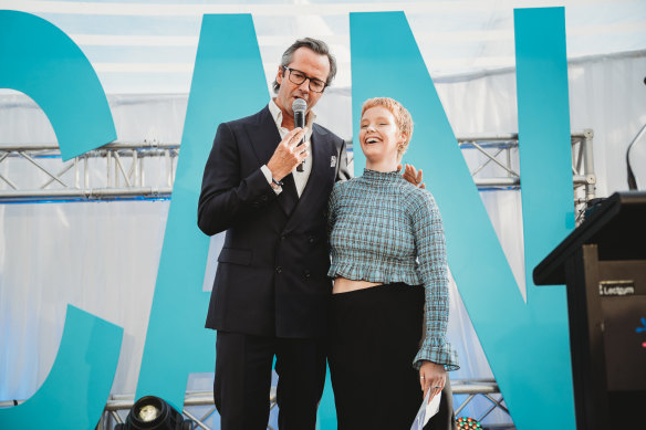 Hamish McLachlan and cancer patient Tess McMurtrie at this month’s Sony Foundation River 4Ward lunch.