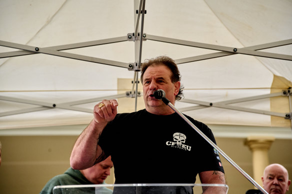 John Setka at a CMFEU trade union rally march from Belmore Park to NSW Parliament House in 2023.