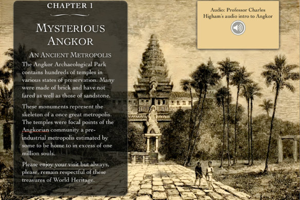 Screenshot from new app providing a virtual tour guide for Angkor Wat in Cambodia