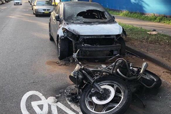 The man is accused of setting fire to a motorbike, before the flames spread to a nearby car. 