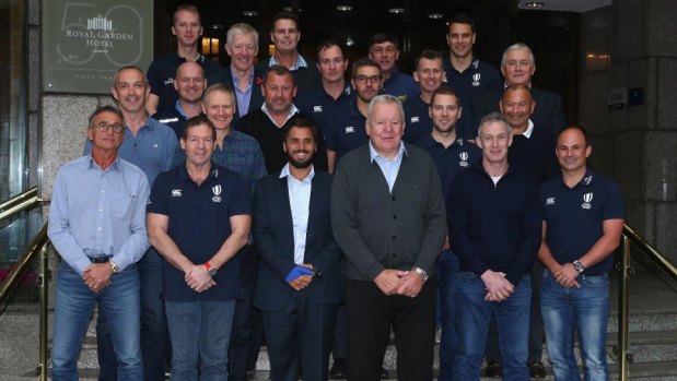 Referees and coaches at a World Rugby meeting on November 8 2017.