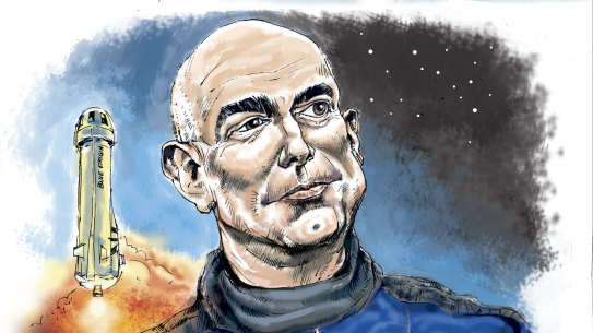 Jeff Bezos and the New Shepard rocket.