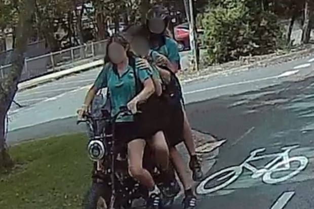 A scene that stopped Terril in his tracks was four girls on an e-bike.
